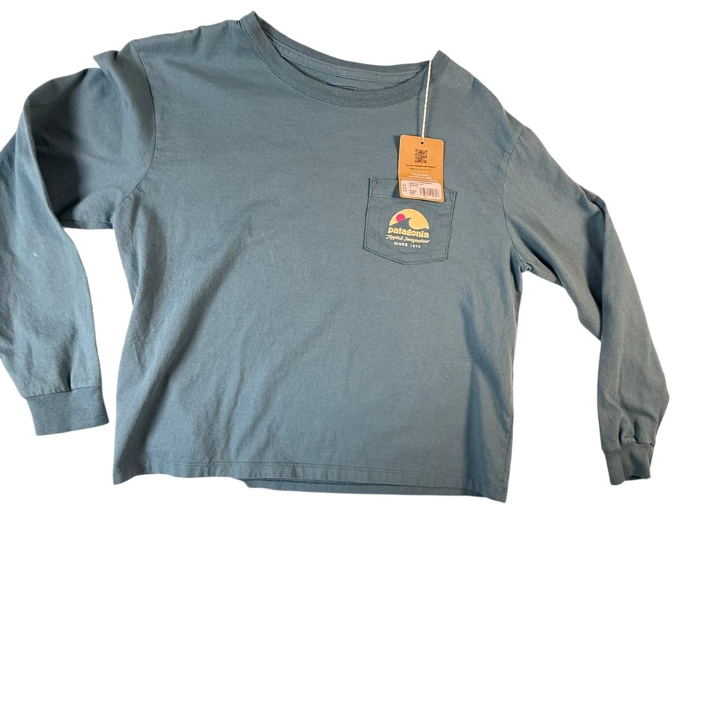 Patagonia Applied Imagination Organic Pocket T-Shirt XS Wetland Blue NEW 37810